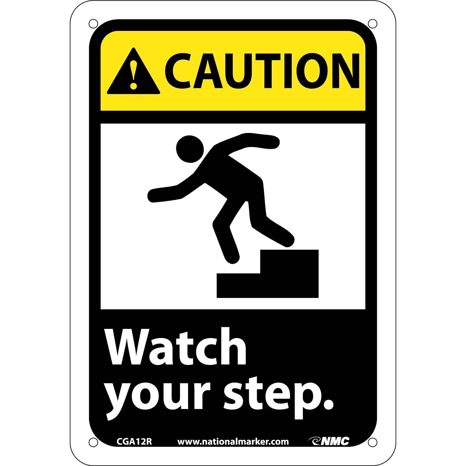 Caution Signs; Watch Your Step (W/Graphic), 10X7, Rigid Plastic