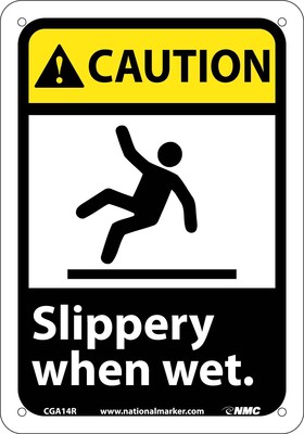 Caution Signs; Slippery When Wet (W/Graphic), 10X7, Rigid Plastic