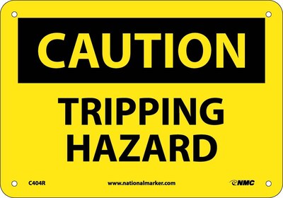 Tripping Hazard, 7X10, Rigid Plastic, Caution Sign