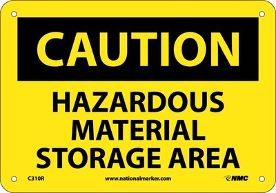 Caution Signs; Hazardous Material Storage Area, 7X10, Rigid Plastic