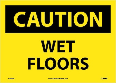 Caution Labels; Wet Floors, 10X14, Adhesive Vinyl