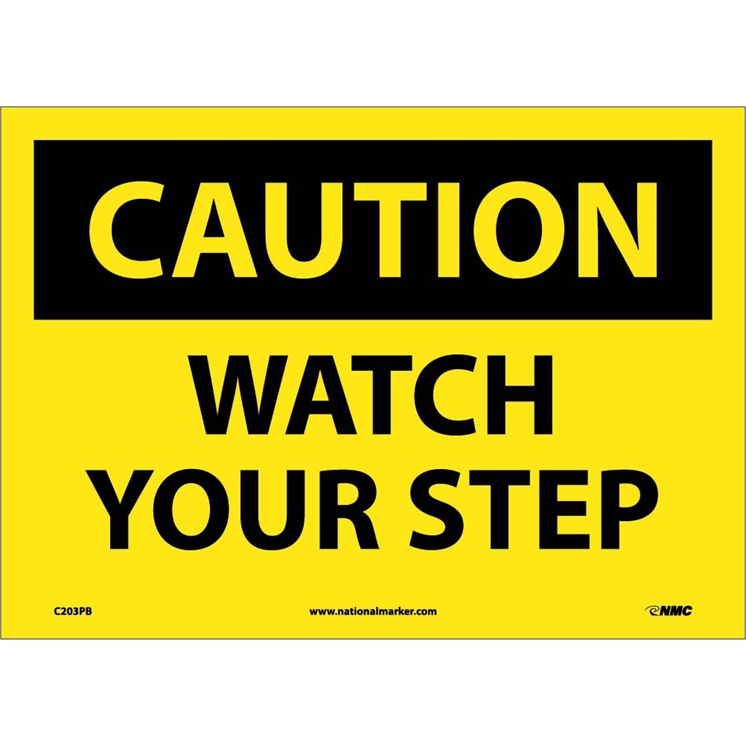 Caution Labels; Watch Your Step, 10X14, Adhesive Vinyl