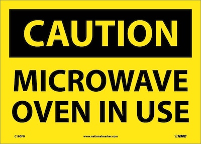 Caution Labels; Microwave Oven In Use, 10X14, Adhesive Vinyl