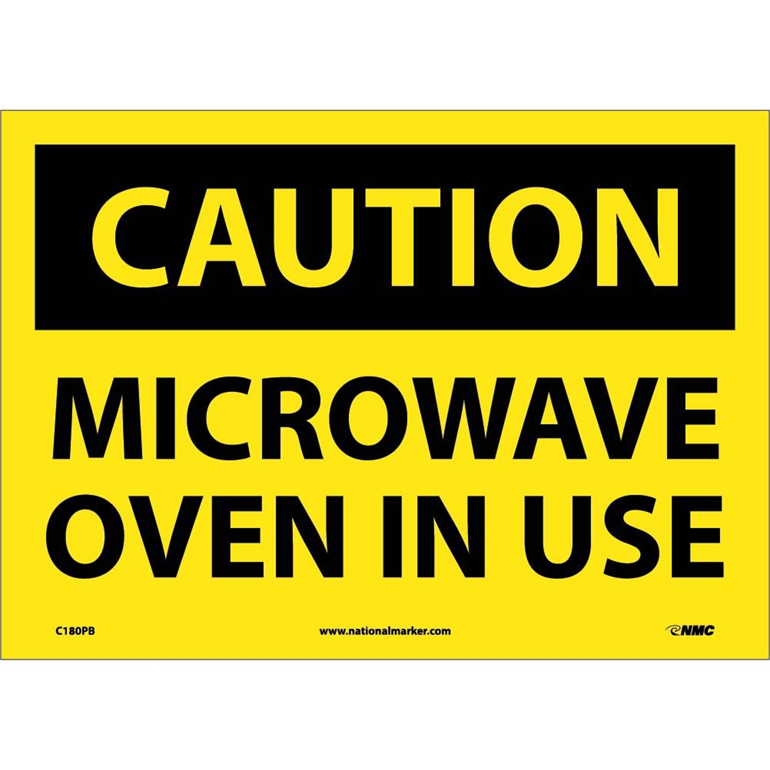 Caution Labels; Microwave Oven In Use, 10X14, Adhesive Vinyl