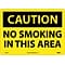 No Smoking In This Area, 10X14, Rigid Plastic, Caution Sign
