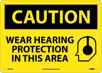 Caution Signs; Wear Hearing Protection In This Area, Graphic, 10X14, Rigid Plastic