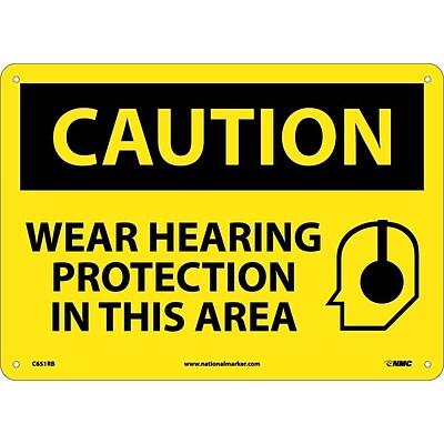 Caution Signs; Wear Hearing Protection In This Area, Graphic, 10X14, Rigid Plastic
