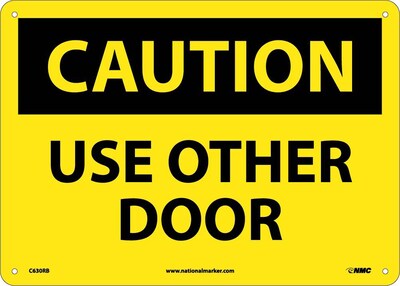 Caution Signs; Use Other Door, 10X14, Rigid Plastic