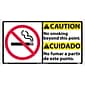 Caution Signs; No Smoking Beyond This Point (Bilingual W/Graphic), 10X18, Rigid Plastic