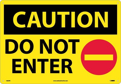 Caution Signs; Do Not Enter, Graphic, 14X20, Rigid Plastic