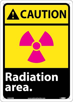 Radiation Area, 14X10, Rigid Plastic, Caution Sign