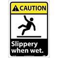 Caution Signs; Slippery When Wet (W/Graphic), 14X10, Rigid Plastic
