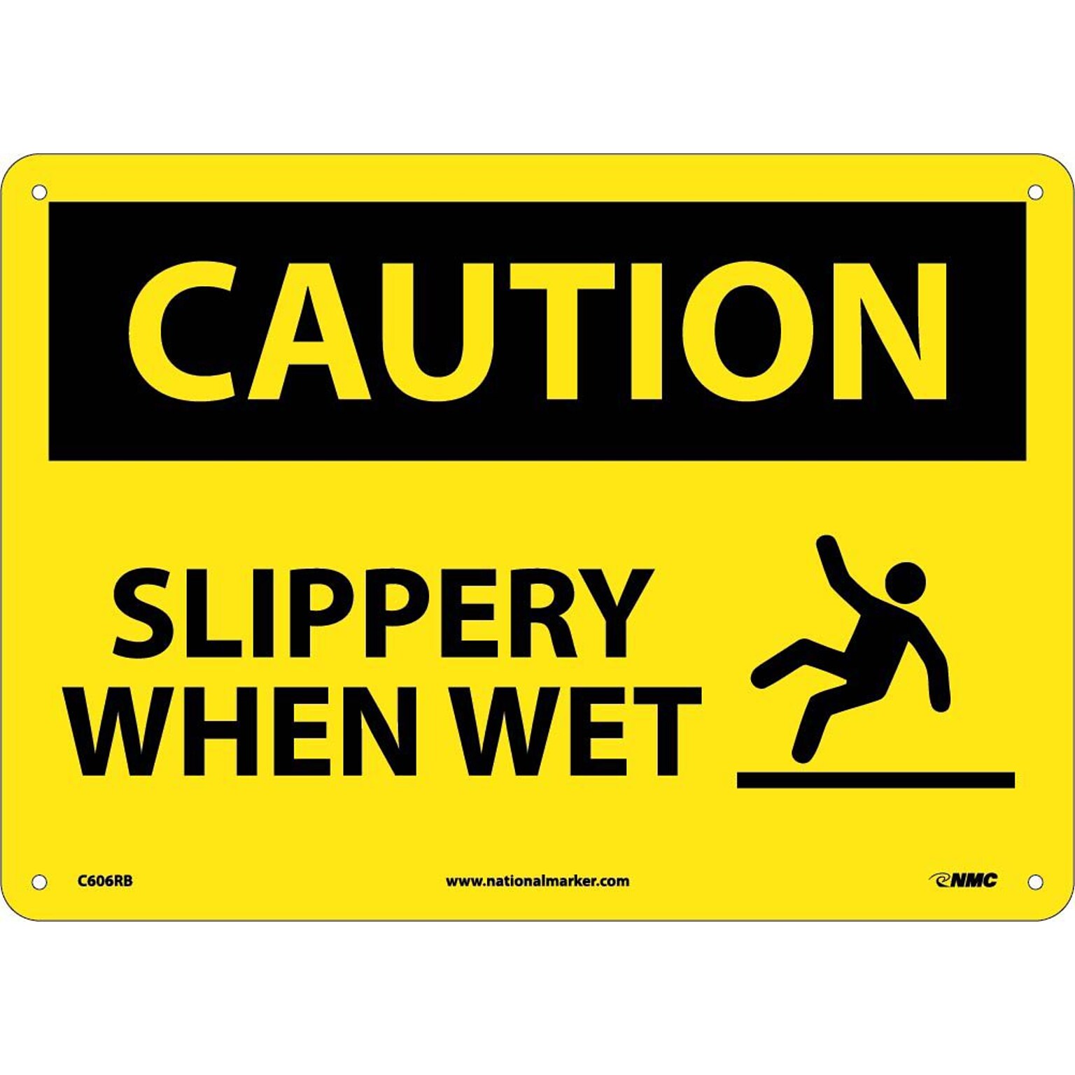 Caution Signs; Slippery When Wet, Graphic, 10X14, Rigid Plastic