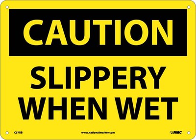 Caution Signs; Slippery When Wet, 10X14, Rigid Plastic