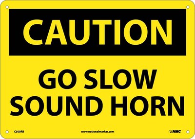 Caution Signs; Go Slow Sound Horn, 10X14, Rigid Plastic