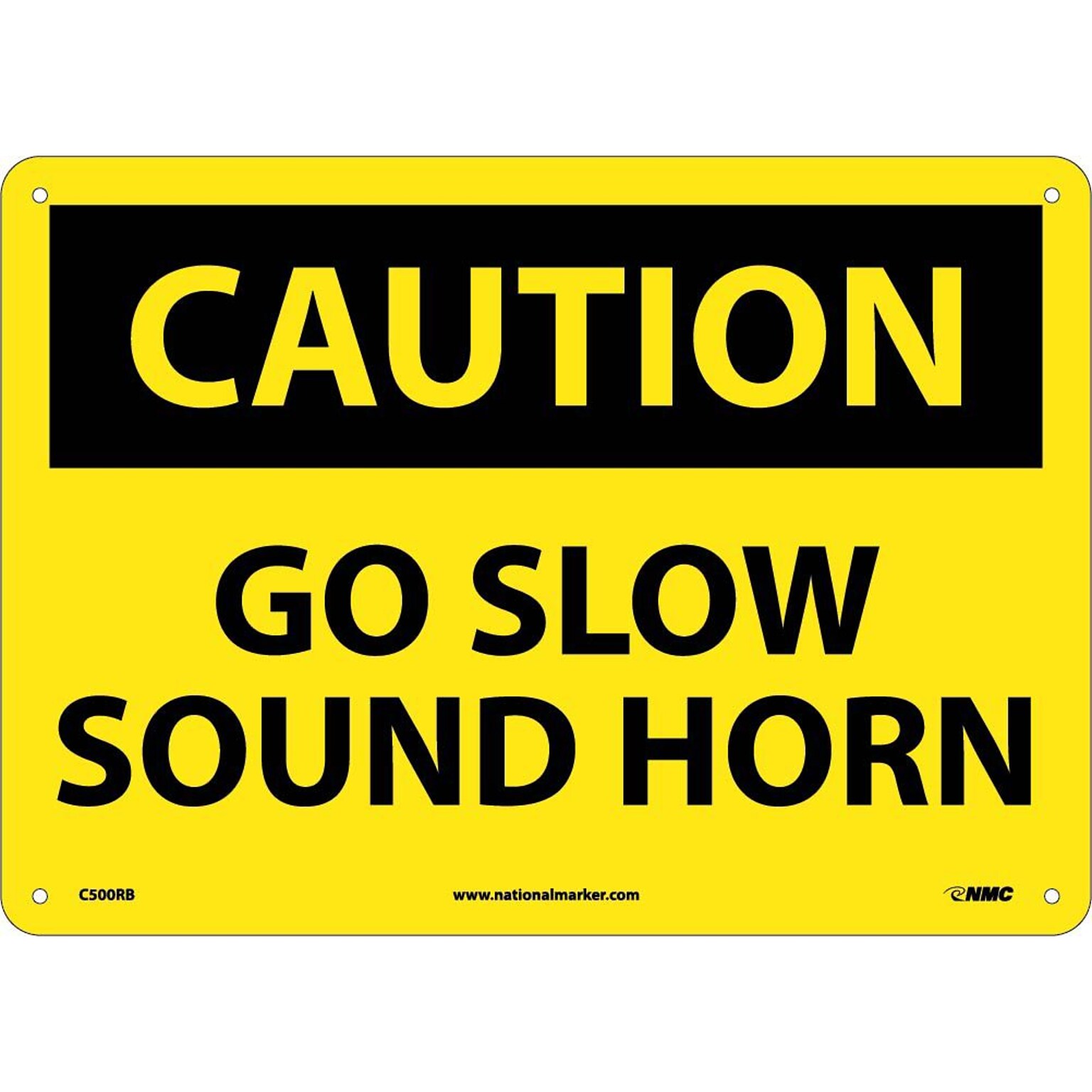 Caution Signs; Go Slow Sound Horn, 10X14, Rigid Plastic