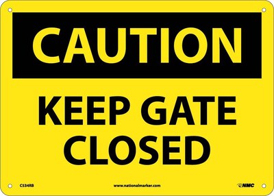 Caution Signs; Keep Gate Closed, 10X14, Rigid Plastic