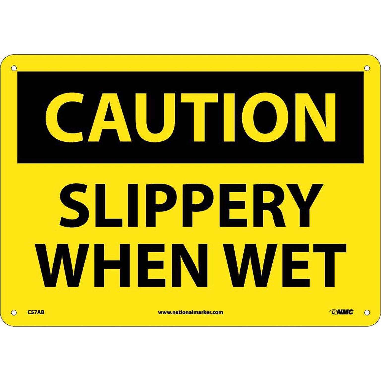 Caution Signs; Slippery When Wet, 10X14, .040 Aluminum