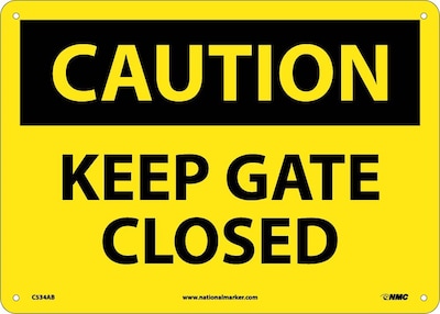 Caution Signs; Keep Gate Closed, 10X14, .040 Aluminum