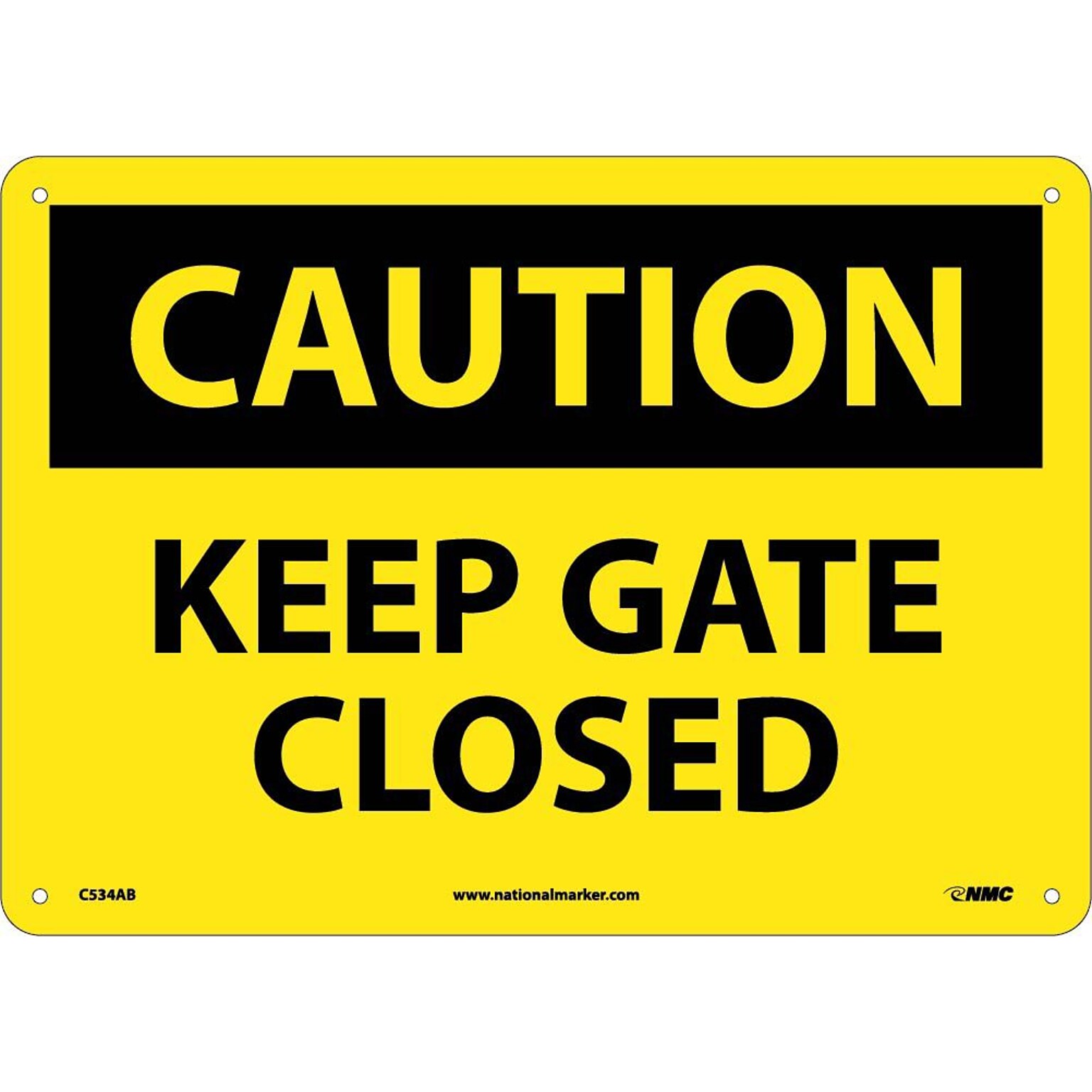 Caution Signs; Keep Gate Closed, 10X14, .040 Aluminum