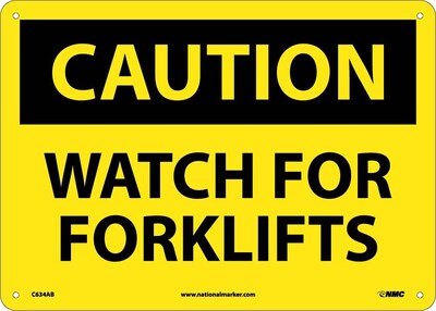 Caution Signs; Watch For Forklifts, 10X14, .040 Aluminum