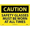 Caution Signs; Safety Glasses Must Be Worn At All Times, 10X14, .040 Aluminum