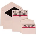 JAM Paper® Wedding Invitation Combo Sets, 1 Sm 1 Lg, White Cards, Pink Band, Design, Black Lined Envelopes, , 150/pk (306724813)