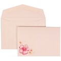 JAM Paper® Wedding Invitation Set, Small, 3 3/8 x 4 3/4, White with White Envelopes and Pink Flower, 100/pack (307524880)