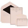 JAM Paper® Wedding Invitation Combo Sets, 1 Sm 1 Lg, White Cards, Silver Heart Jewels, Black Lined Envelopes, 150/pk (305524710)