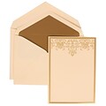 JAM Paper® Wedding Invitation Set, Large, 5.5 x 7.75, Ivory, Gold Heart Jewel Design, Gold Lined Envelopes, 50/pack (305624722)