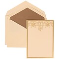 JAM Paper® Wedding Invitation Set, Large, 5.5 x 7.75, Ivory, Gold Heart Jewel Design, Taupe Lined Envelopes, 50/pack (305624725)