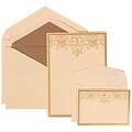 JAM Paper® Wedding Invitation Combo Sets, 1 Sm 1 Lg, Ivory, Taupe Lined Envelopes, Gold Heart Jewel Design, 150/pack (305624726)