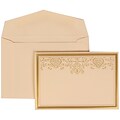 JAM Paper® Wedding Invitation Set, Small, 3 3/8 x 4 3/4, Ivory with Ivory Envelopes and Gold Heart Jewel, 100/pack (305624729)