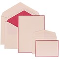 JAM Paper® Wedding Invitation Combo Sets, 1 Sm 1 Lg, White Cards with Pink Border, Pink Lined Envelopes, 150/pack (308024918)