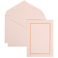 JAM Paper® Wedding Invitation Set, Large, 5.5 x 7.75, White with White Envelopes and Orange Border, 50/pack (310725150)