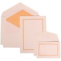 JAM Paper® Wedding Invitation Combo Sets, 1 Sm 1 Lg, White Card with Orange Border, Orange Lined Envelopes, 150/pack (310725147)