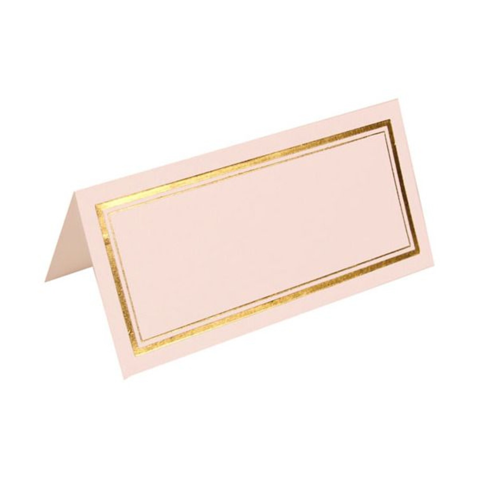 JAM Paper® Foldover Placecards, 2 x 4.25, White with Double Gold Border place cards, 100/pack (312125229)