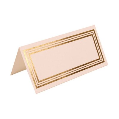 JAM Paper® Foldover Placecards, 2 x 4.25, White With Gold Triple Border place cards, 100/pack (312125237)