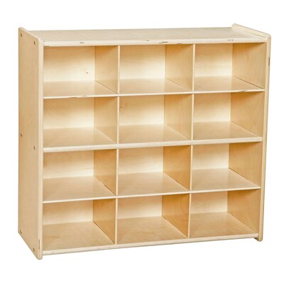 Wood Designs™ Contender™ 27 1/4H Fully Assembled 12 Cubby Storage Unit Without Tubs, Baltic Birch