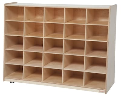 Wood Designs™ Tip-Me-Not™ 38H 25 Cubby Storage Unit Without Trays, Birch