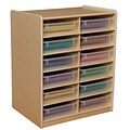 Wood Designs™ 12 - 3 Letter Tray Storage Unit With 12 Translucent Trays, Birch