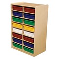 Wood Designs™ 16 - 3 Letter Tray Storage Unit With 16 Assorted Trays, Birch