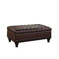 COASTER Traditional Oversized Faux Leather Storage Ottoman Dark Brown
