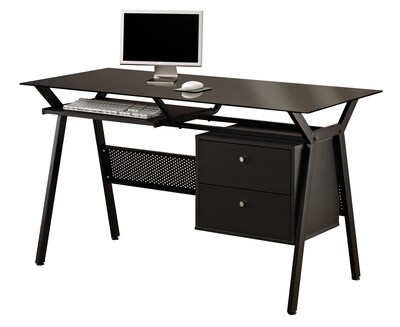 COASTER  Two Storage Drawers Metal & Glass Computer Desk  Black