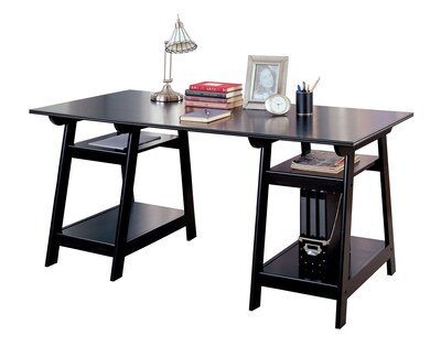 COASTER Pedestal Wood Desk With Open Shelves