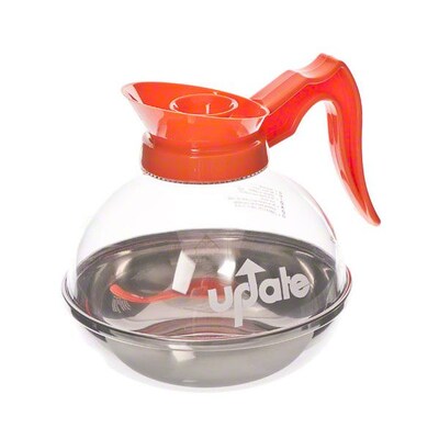 Update International Plastic Coffee Decanter, 8 Cups, Clear/Orange (CD-8890/OR)