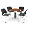 OFM™ 36 Round Multi-Purpose Cherry Table With 4 Chairs, Slate Gray