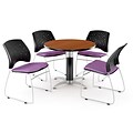 OFM™ 42 Round Multi-Purpose Cherry Table With 4 Chairs, Plum