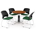 OFM™ 42 Round Multi-Purpose Cherry Table With 4 Chairs, Forest Green