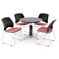 OFM™ 36 Round Multi-Purpose Gray Nebula Table With 4 Chairs, Coral Pink